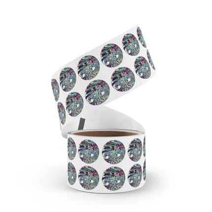 Whimsical Christmas Tea Party Round Sticker Label Rolls