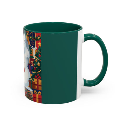 ☃️🎄 The Snowman's Christmas Companion Colorful Mug – Art Deco Holiday Fantasy