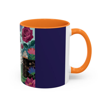 The Lady Of The Lotus Garden Colorful Mugs – Art Deco Botanical Elegance