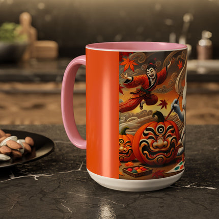 Halloween Rabbit’s Kabuki Jack-o’-Lanterns Colorful Mugs (11oz, 15oz)