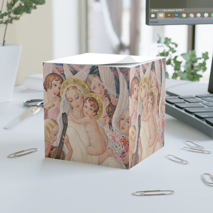 Madonna with Child Surrounded by Musical Angels by Gerda Wegener Note Cube