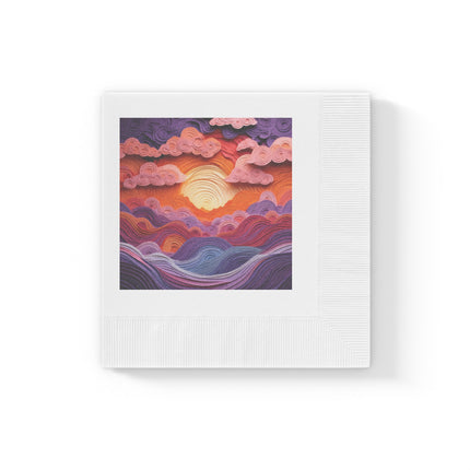 Dramatic Sunset Sky White Coined Napkins