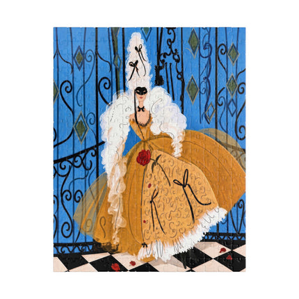 🎭🌹 The Lady At The Masquerade Gates Puzzle – Art Deco Fashion Illustration