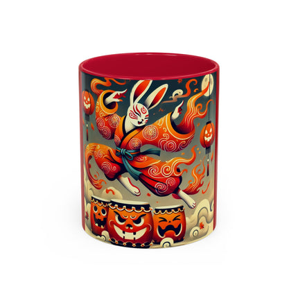 Jack-O’-Lantern Drums & The Kabuki Rabbit Colorful Mugs (11oz, 15oz)