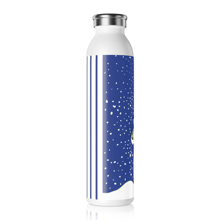 Snowman in Falling Snow Slim Water Bottle