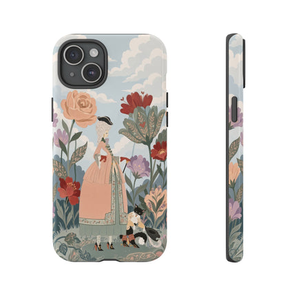 🌹🐈 The Lady And Puss In Boots Phone Case – Art Deco Floral Whimsy