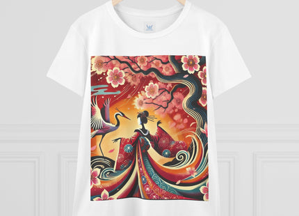 Fairy and Stork Beneath the Cherry Blossoms Cotton Tee