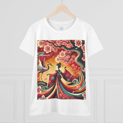Fairy and Stork Beneath the Cherry Blossoms Cotton Tee