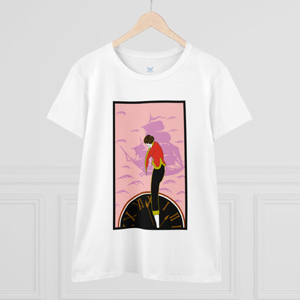 Woman Waiting for her Beloved at 1:59 by Kobayashi Kaichi Women's Midweight Cotton Tee