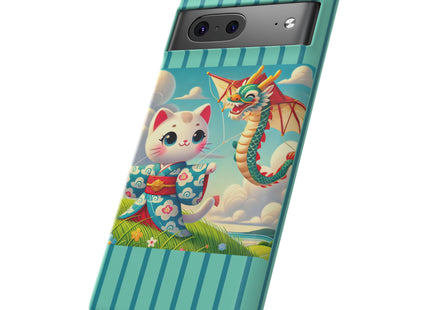 Geisha Kitten and the Dragon Kite Phone Cases
