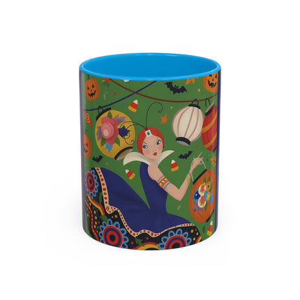 🏮🎃 The Lady Of Halloween Lanterns Colorful Mug – Colorful Art Deco Halloween Charm