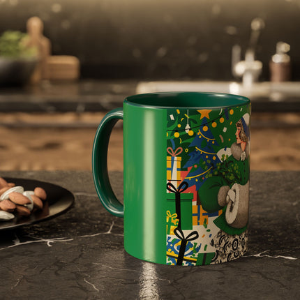 🍀🎄 The Emerald Holly Christmas Colorful Mug – Art Deco Holiday Elegance