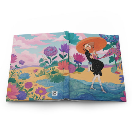 ☂️🌺 The Lady Of The Enchanted Seaside Hardcover Journal – Art Deco Coastal Elegance