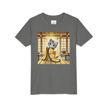 Playful Kitten in the Tea Room Youth Short Sleeve Tee