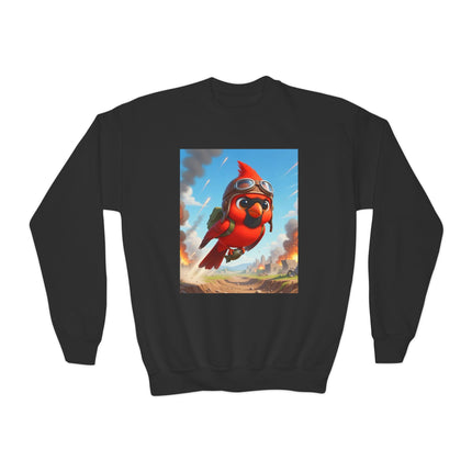 Cardinal Dive Bomber Youth Crewneck Sweatshirt – Action, Courage & High-Flying Adventure