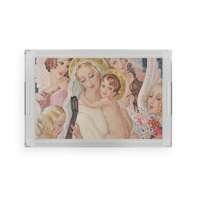 Madonna with Child Surrounded by Musical Angels by Gerda Wegener Acrylic Serving Tray