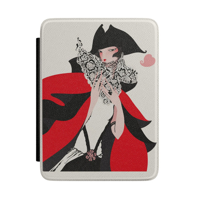 Crimson Masquerade Kindle Case – Dramatic Grace & Bold Elegance