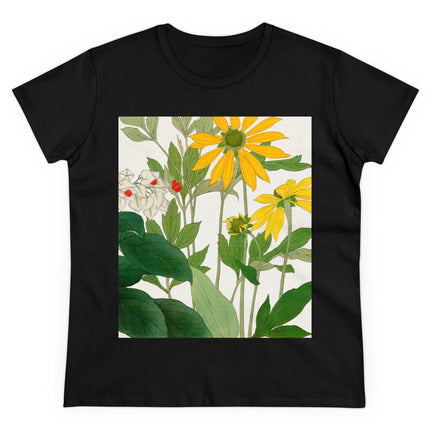 Clerodendrum & Rudbeckia Flower by Tanigami Kônan Women's Midweight Cotton Tee