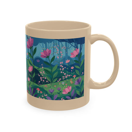 🌸☂️ The Lady Of The Enchanted Garden Stroll Ceramic Mug – Art Deco Floral Whimsy