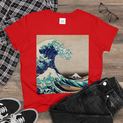 The Great Wave off Kanagawa by Katsushika Hokusai Women's Midweight Cotton Tee