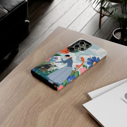 🦜🌺 The Lady Of The Garden Aviary Phone Case – Art Deco Floral Whimsy