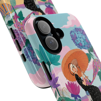🌊☂️ The Lady Of The Flowered Seashore Phone Case – Art Deco Seaside Fashion