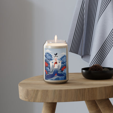 🌸🎎 The Lady Of The Imperial Blue Garden Scented Soy Candle – Art Deco Japanese Floral Elegance