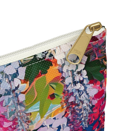 Golden Wisteria Elegance Accessory Pouch – Klimt Inspired Japanese Art Nouveau Design