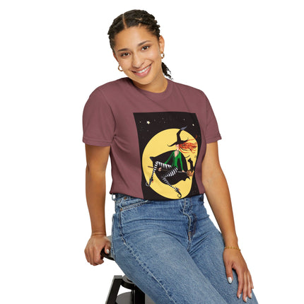 A Witch’s Moonlit Flight Unisex Garment-Dyed T-shirt