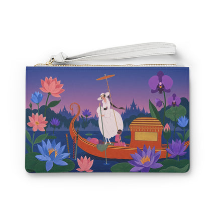 🪷🛶 The Lady Of The Lotus Lake Clutch Bag – Art Deco Garden Voyage