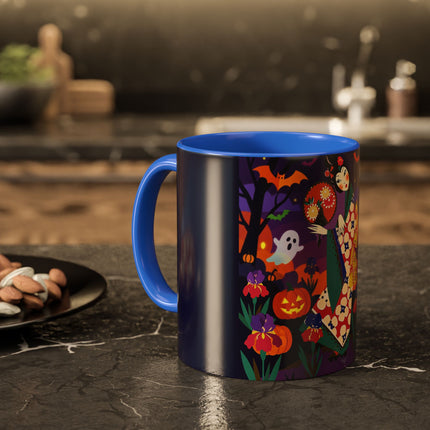 🌙🎃 The Moonlit Garden Masquerade Colorful Mug – Floral Halloween Charm