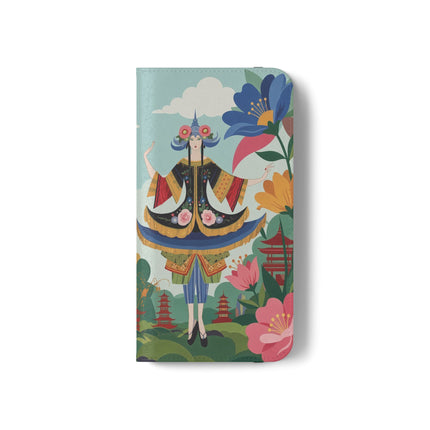 🌸🏯 The Lady Of The Pagoda Garden Flip Case – Art Deco Floral Fantasy