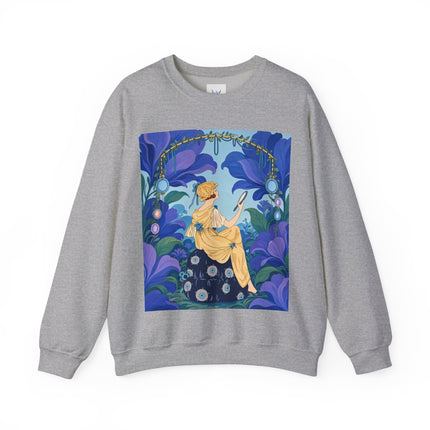 🪞🌺 The Enchanted Garden Mirror Crewneck Sweatshirt – Art Deco Fashion Whimsy