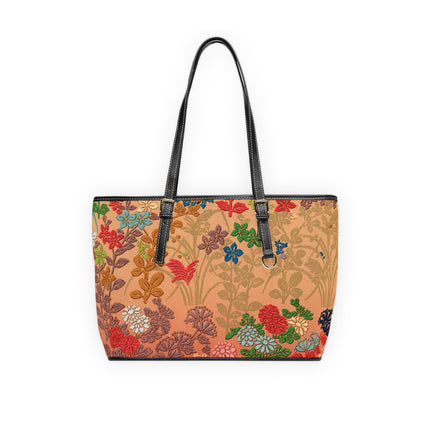 Japanese Fan Flower Pattern by G.A. Audsley PU Leather Shoulder Bag
