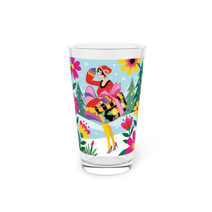 🌸🎄 Christmas In The Winter Garden Pint Glass – Whimsical Holiday Fantasy