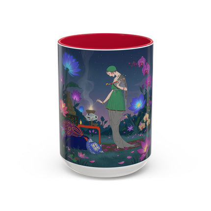 Moonlit Incense Ceremony Colorful Mugs – Art Deco Meditation Garden
