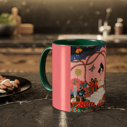 🎀🎄 Christmas Morning In The Rose Parlor Colorful Mug – Art Deco Holiday Fantasy