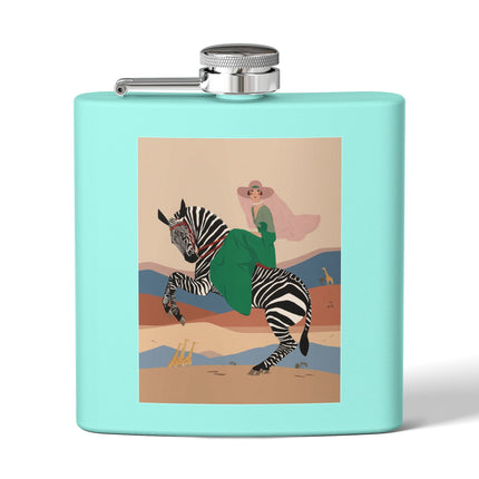Zebra Rider Stainless Steel Flask – Safari Chic & Art Deco Adventure