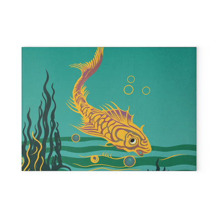 Golden Serenity Glass Cutting Board