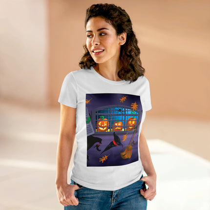 Whimsical Halloween Mischief Women's Midweight Cotton Tee