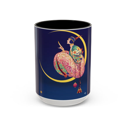 Moonlit Reflections Colorful Mug (11oz, 15oz) – Celestial Elegance, Art Deco Beauty & Dreamy Style