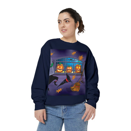 Whimsical Halloween Mischief Unisex Garment-Dyed Sweatshirt