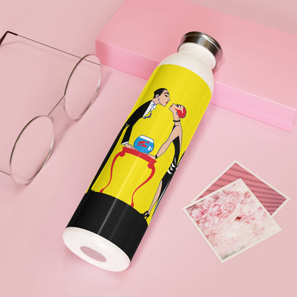 A Moment of Elegance: A Passionate Embrace Amidst Golden Splendor Slim Water Bottle