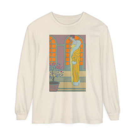 Sur Les Marches Du Jardin by Georges LePape Garment-dyed Long Sleeve T-Shirt