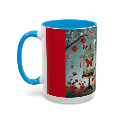 Reading in a Painted Garden Colorful Mugs (11oz, 15oz)