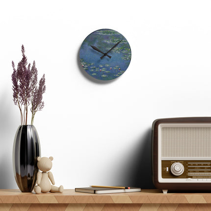 Water Lilies by Claude Monet Acrylic Wall Clock, Round and Square