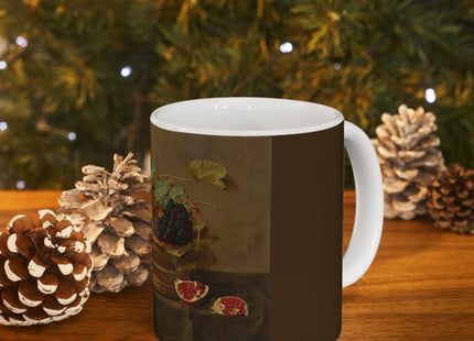 Basket of Grapes and a Pomegranate by Jacob van Hulsdonck Ceramic Mug 11oz