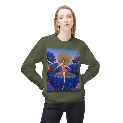 🌞🌸 The Celestial Blossom Garden Dancer Midweight Crewneck Sweatshirt – Art Deco Floral Fantasy