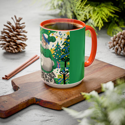 🍀🎄 The Emerald Holly Christmas Colorful Mug – Art Deco Holiday Elegance