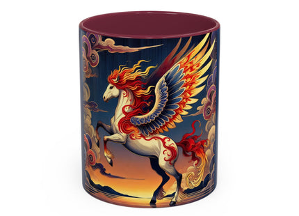 Flame-Winged Horse at Sunset Colorful Mugs (11oz, 15oz)